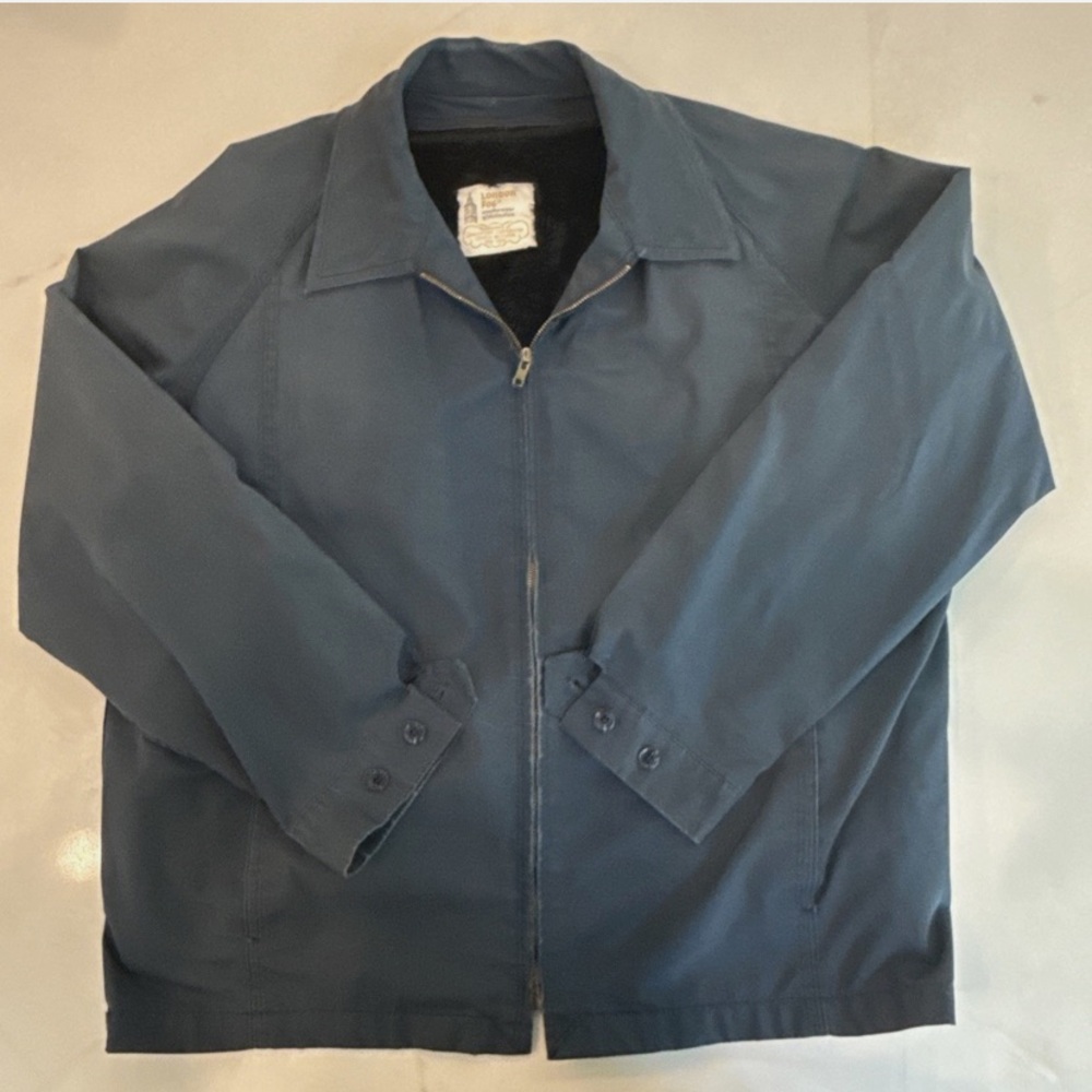 Vintage London Fog Lined Jacket Men’s 48 Reg Blue Zip Front Faux Fur Lining USA